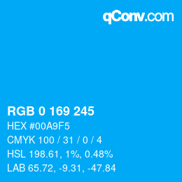 Color code: RGB 0 169 245 | qconv.com