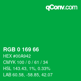 Color code: RGB 0 169 66 | qconv.com