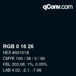 Color code: RGB 0 16 26 | qconv.com