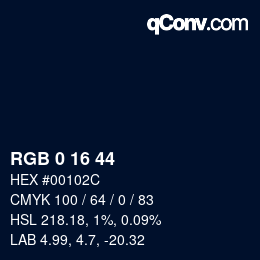 カラーコード: RGB 0 16 44 | qconv.com