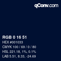 颜色代码: RGB 0 16 51 | qconv.com