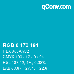 Color code: RGB 0 170 194 | qconv.com