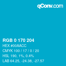 Color code: RGB 0 170 204 | qconv.com