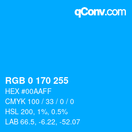 Color code: RGB 0 170 255 | qconv.com