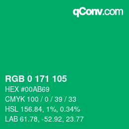 Color code: RGB 0 171 105 | qconv.com