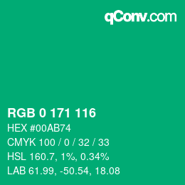 Color code: RGB 0 171 116 | qconv.com