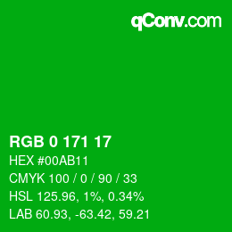 Color code: RGB 0 171 17 | qconv.com