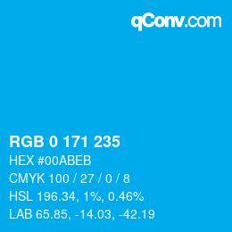 Color code: RGB 0 171 235 | qconv.com