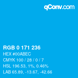 Color code: RGB 0 171 236 | qconv.com