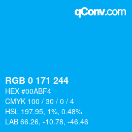 Color code: RGB 0 171 244 | qconv.com