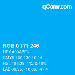 Color code: RGB 0 171 246 | qconv.com