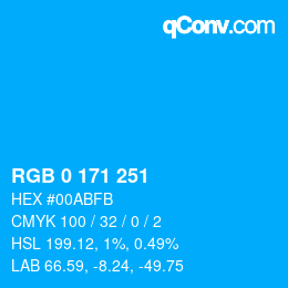 颜色代码: RGB 0 171 251 | qconv.com