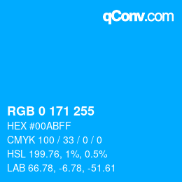 Color code: RGB 0 171 255 | qconv.com