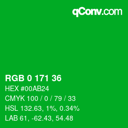 Color code: RGB 0 171 36 | qconv.com