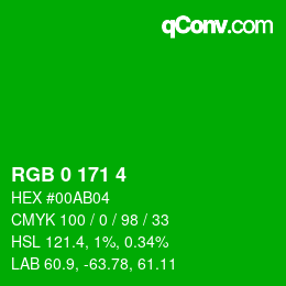 颜色代码: RGB 0 171 4 | qconv.com
