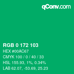 Color code: RGB 0 172 103 | qconv.com