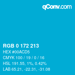 Color code: RGB 0 172 213 | qconv.com