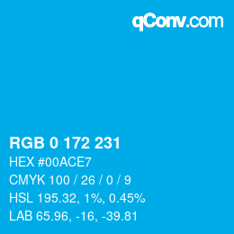 Color code: RGB 0 172 231 | qconv.com