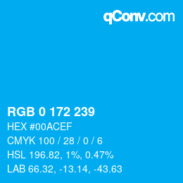 Color code: RGB 0 172 239 | qconv.com