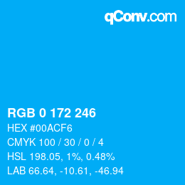 颜色代码: RGB 0 172 246 | qconv.com