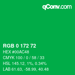 カラーコード: RGB 0 172 72 | qconv.com