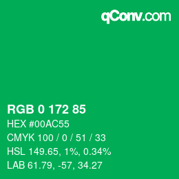 Color code: RGB 0 172 85 | qconv.com