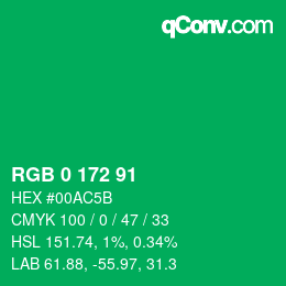 Color code: RGB 0 172 91 | qconv.com