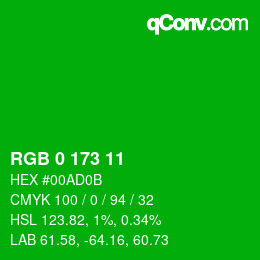 Color code: RGB 0 173 11 | qconv.com