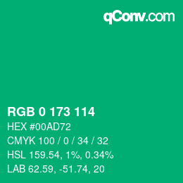 Color code: RGB 0 173 114 | qconv.com