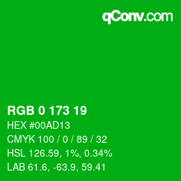 Color code: RGB 0 173 19 | qconv.com