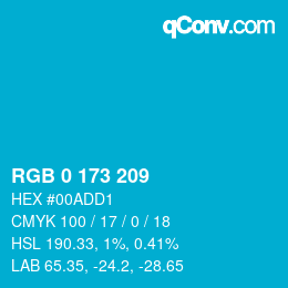 颜色代码: RGB 0 173 209 | qconv.com