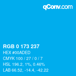 Color code: RGB 0 173 237 | qconv.com