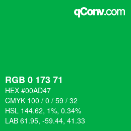 Color code: RGB 0 173 71 | qconv.com