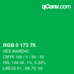Color code: RGB 0 173 76 | qconv.com