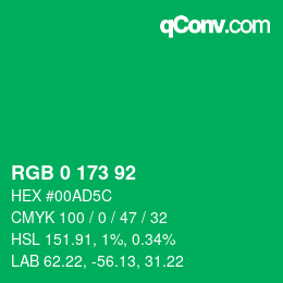 Color code: RGB 0 173 92 | qconv.com