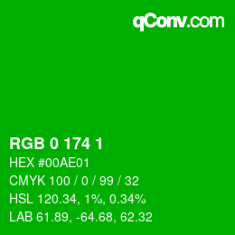 Color code: RGB 0 174 1 | qconv.com