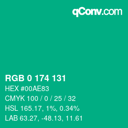 Color code: RGB 0 174 131 | qconv.com