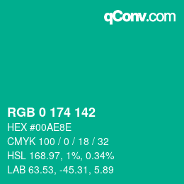 Color code: RGB 0 174 142 | qconv.com