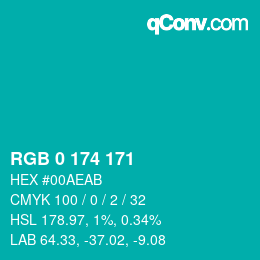 Color code: RGB 0 174 171 | qconv.com