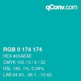 Color code: RGB 0 174 174 | qconv.com