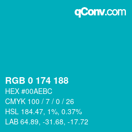 カラーコード: RGB 0 174 188 | qconv.com