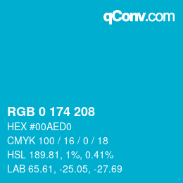 Color code: RGB 0 174 208 | qconv.com