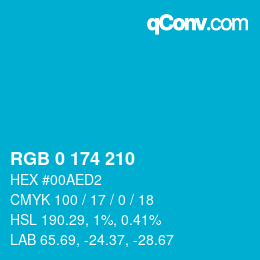 カラーコード: RGB 0 174 210 | qconv.com