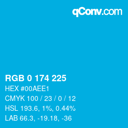 Color code: RGB 0 174 225 | qconv.com