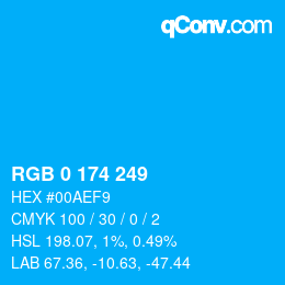 Color code: RGB 0 174 249 | qconv.com