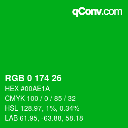Color code: RGB 0 174 26 | qconv.com