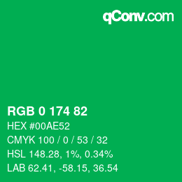 Color code: RGB 0 174 82 | qconv.com