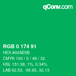 Color code: RGB 0 174 91 | qconv.com