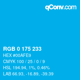 Color code: RGB 0 175 233 | qconv.com