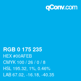 Color code: RGB 0 175 235 | qconv.com